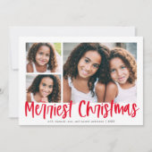 Modern rood script Merriest Christmas 3 foto Feestdagenkaart (Voorkant)