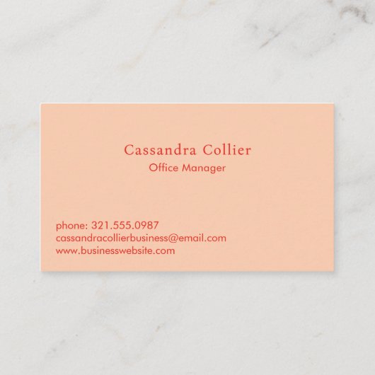 Modern rood Sinaasappel Abstract Elegant Visitekaartje (Achterkant)