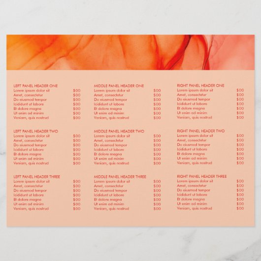 Modern rood Sinaasappel Elegant Trifold Brochure (Achterkant)