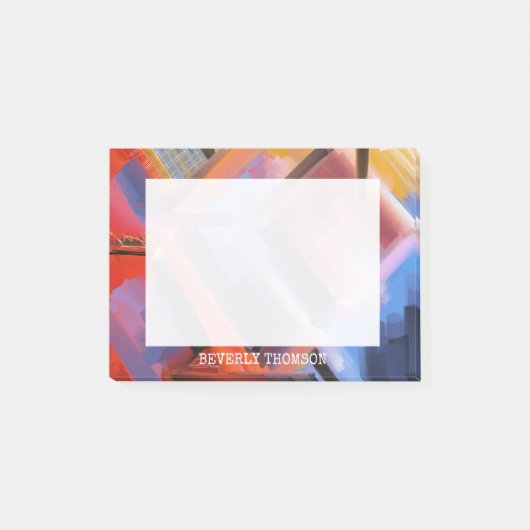 Modern Rood Sinaasappel Zwart Roze Blauw Abstract  Post-it® Notes (Voorkant)