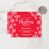 Modern Rood Sneeuw Kerstfeest Notitiekaartje (Voorkant / Achterkant in situ)