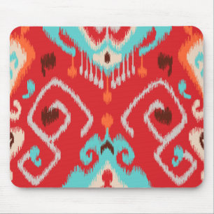 Modern rood turkoois girly ikat stammenpatroon muismat