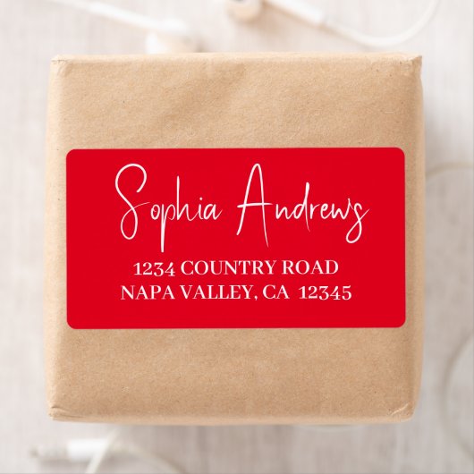 Modern rood vakantie retour adres label vakantie (Insitu)