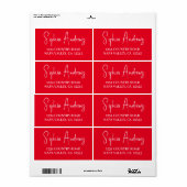 Modern rood vakantie retour adres label vakantie (Full Sheet)