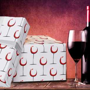 Modern Rood Wijn Glas Patroon Cadeau Cadeaupapier