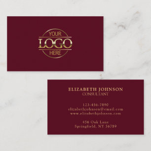 Modern Rood-Wijn Rood Zakelijk Bedrijfslogo Visitekaartje