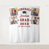 Modern rood wit Afstuderen 4 Foto Booth Backdrop Wandkleed (Voorkant)
