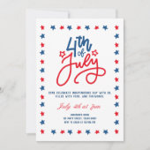 Modern Rood, Wit & Blauw 4 Juli Dinerfeest Kaart (Voorkant)