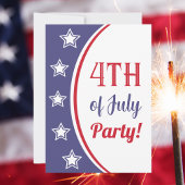 Modern Rood Wit Blauw 4th of Juli Feest Kaart
