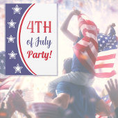 Modern Rood Wit Blauw 4th of Juli Feest Kaart