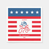 Modern rood, wit en blauw 4 juli vlag partij servet (Voorkant)