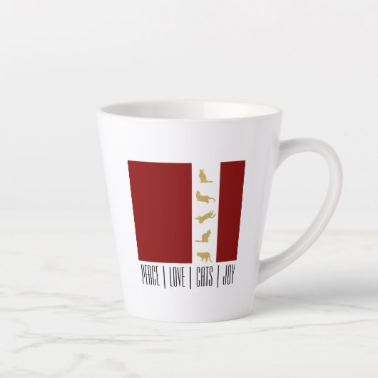 Modern rood wit goud kerstkat latte mok (Rechts)