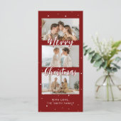 Modern Rood & Wit Kerstfoto Strip Kaart (Staand voorkant)