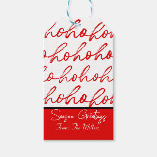 Modern Rood-wit script Kerstpatroon Cadeaulabel