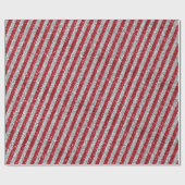 Modern Rood Zilver Glitter Stripes Patroon Cadeaupapier (Vlak)