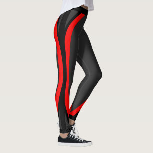 Modern Rood Zwart Geometrisch Patroon Leggings