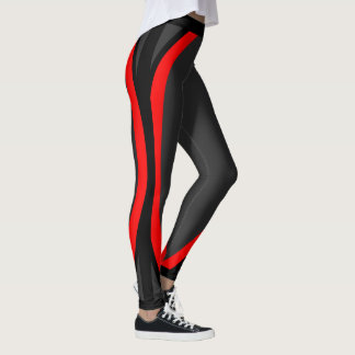 Modern Rood Zwart Geometrisch Patroon Leggings