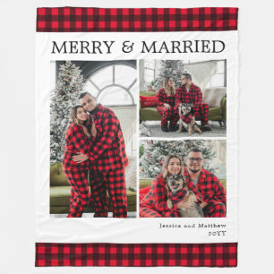 Modern rood zwart geruit 3 foto Merry and Married Fleece Deken