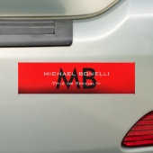 Modern rood zwart monogram initialen bumpersticker (Op auto)