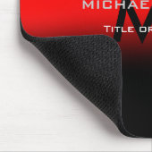 Modern rood zwart monogram initialen muismat (Hoek)