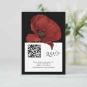 Modern Rood Zwart RSVP met QR Code Bruiloft Informatiekaartje (Staand voorkant)