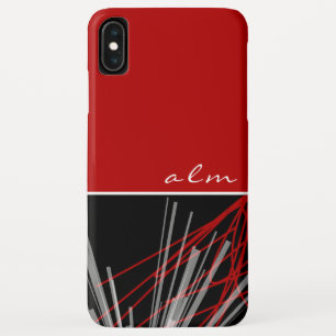 Modern rood zwart-wit Abstract monogram iPhone XS Max Hoesje