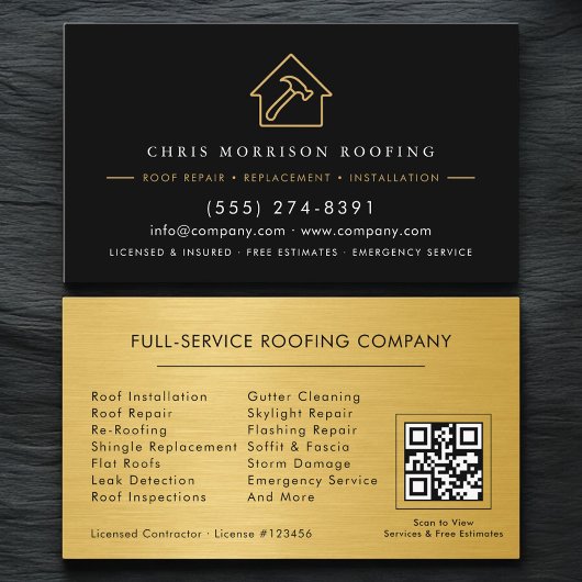 Modern Roofing Roofer Service QR Code Visitekaartje