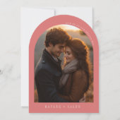 Modern Roos Blush Pink Arch Fotobruiloft Kaart (Achterkant)