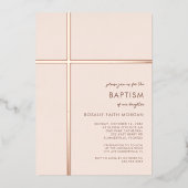 Modern Roos Cross Doop Uitnodiging doop (Voorkant)