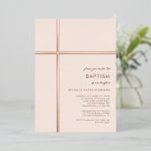 Modern Roos Cross Doop Uitnodiging doop (Staand Voorkant)