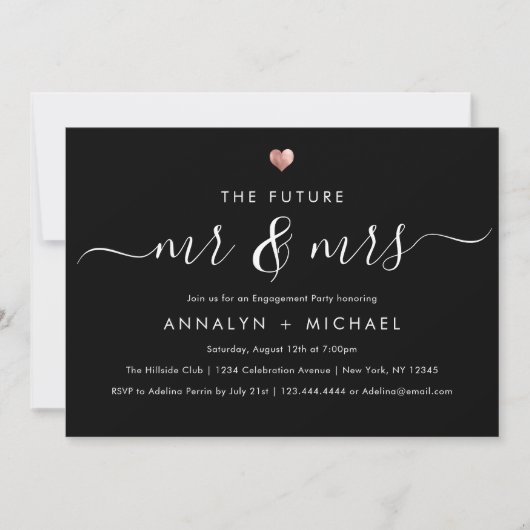 Modern Roos Future Mr. en Mrs Engagement Party Kaart (Voorkant)