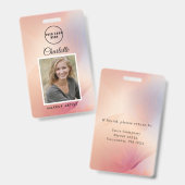 Modern Roos Glitter Medewerker Foto ID Badge (Front & Back)
