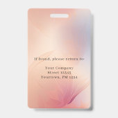 Modern Roos Glitter Medewerker Foto ID Badge (Back)