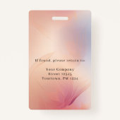 Modern Roos Glitter Medewerker Foto ID Badge (Achterkant)