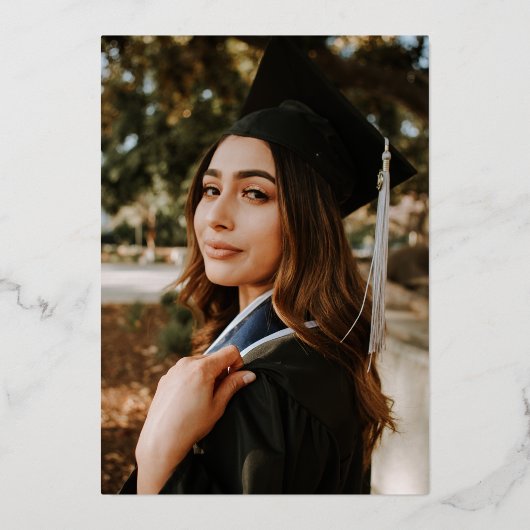 Modern Roos Gold Class of 2025 Graduation Party Folie Uitnodiging (Achterkant)