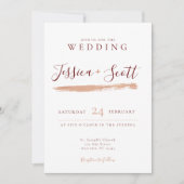 Modern Roos Gold en Burgandy Wedding Kaart (Voorkant)