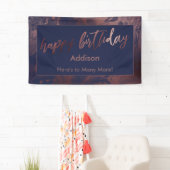 Modern Roos Gold en marineslag gemarmerd Happy Bir Spandoek (Insitu)