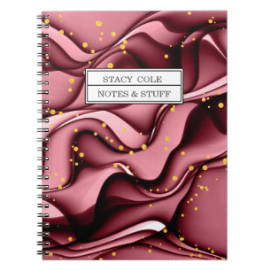 Modern Roos Gold Faux Glitter Name Persoonlijk Notitieboek