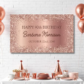 Modern Roos Gold Foil Glitter 90ste Verjaardag Scr Spandoek