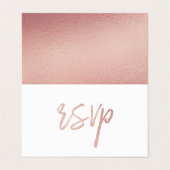 Modern Roos Gold Foil script met Photo RSVP-kaart Visitekaartjes (Buitenkant ongevouwen)