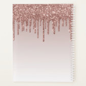 Modern Roos Gold Glitter Drips Elegant Script Jaar Planner (Achterkant)