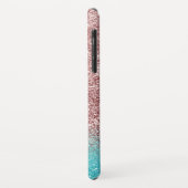 Modern Roos Gold Glitter en Blauwgroen Ombre Monog Case-Mate iPhone Case (Achterkant/links)