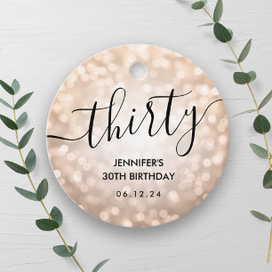 Modern Roos Gold Glitter Lights 30e Verjaardag Bedankjes Labels