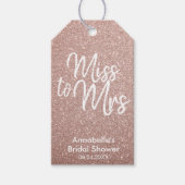 Modern Roos Gold Glitter Miss naar Mrs Vrijgezelle Cadeaulabel (Voorkant)