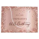 Modern Roos Gold Glitter Monogram 60e Verjaardag Groot Cadeauzakje (Achterkant)