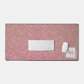 Modern Roos Gold Glitter Monogram Bureaumat (Keyboard & Muis)