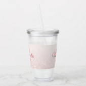 Modern Roos Gold Glitter Monogram Naam Acryl Drinkbeker (Links)