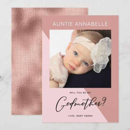 Modern Roos Gold Godmoeder-voorstel Kaart (Voorkant / Achterkant)