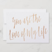 Modern Roos Gold: "Jij bent de liefde van mijn lev Kaart (Voorkant)