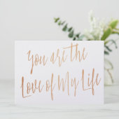 Modern Roos Gold: "Jij bent de liefde van mijn lev Kaart (Staand voorkant)